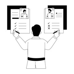 Scalable glyph illustration depicting cv checking 