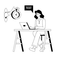 A glyph illustration of candidate giving job test 