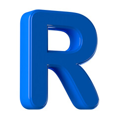 3d Font Blue Uppercase .  Letter R