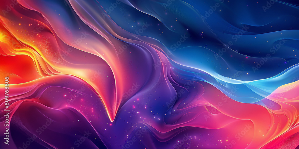 Poster abstract colorful neon light wavy background,3d abstract dots representing digital binary data. conc