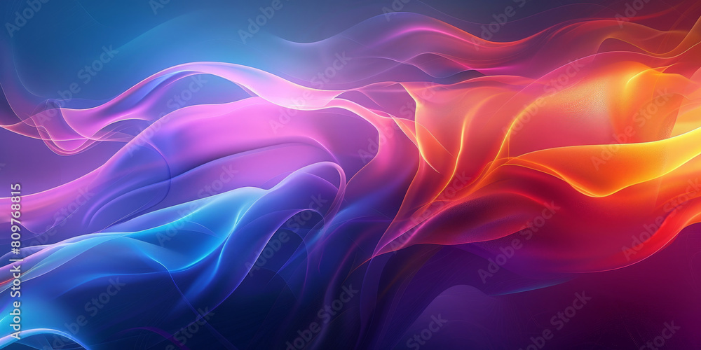 Poster abstract colorful neon light wavy background,3d abstract dots representing digital binary data. conc
