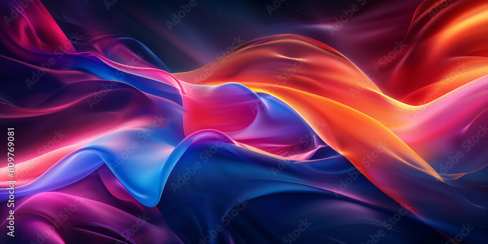 Poster abstract colorful neon light wavy background,3d abstract dots representing digital binary data. conc