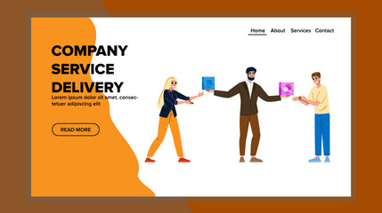 professional company service delivery vector. timely quality, responsive personalized, streamlined effective professional company service delivery web flat cartoon illustration