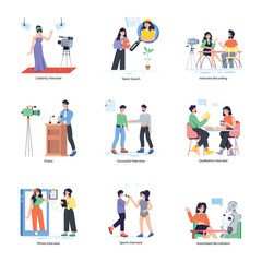 Trendy Flat Character Illustrations of Interview Process 

