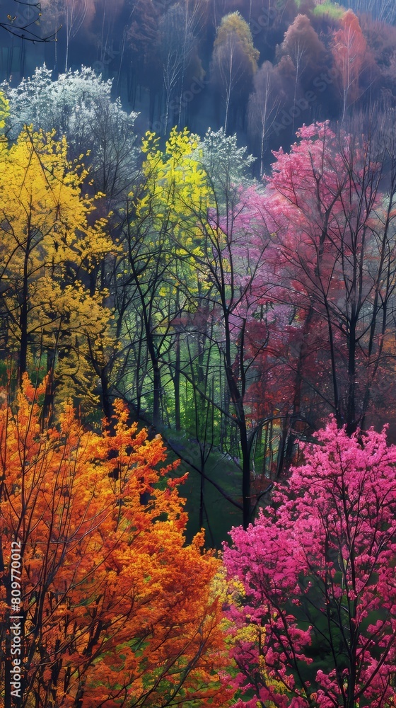 Wall mural Vibrant springtime forests bursting with life