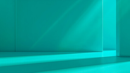 Minimalist turquoise abstract background with geometric shapes and shadows