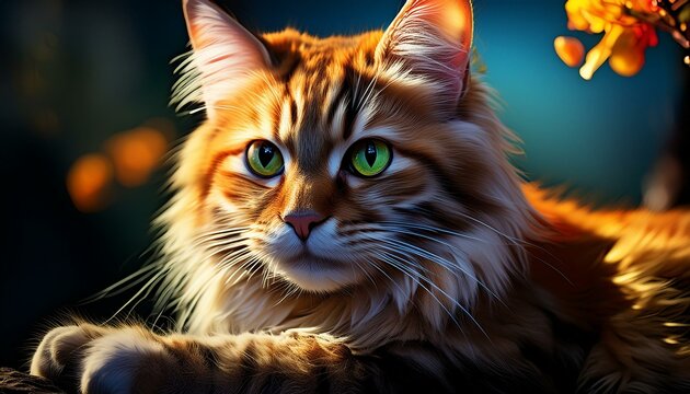 photorealistic, detailed, colorful, high-contrast, cat