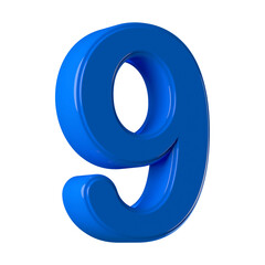 3d Blue Number 9