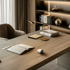 Details of a neutral aesthetic office interior design, minimalist style. 3d render.