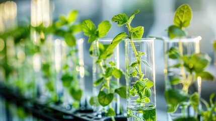 Many green plants in tissue culture lab 