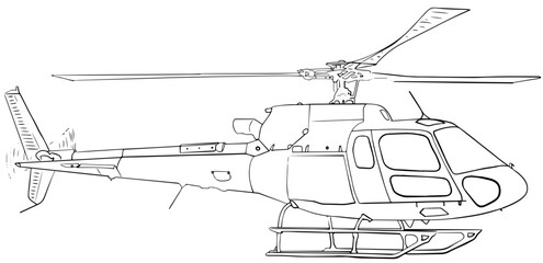 helicopter in flight line art drawing vector file © Andris