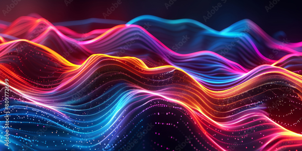 Poster 3d abstract dots representing digital binary data. concept for big data, deep machine learning, arti