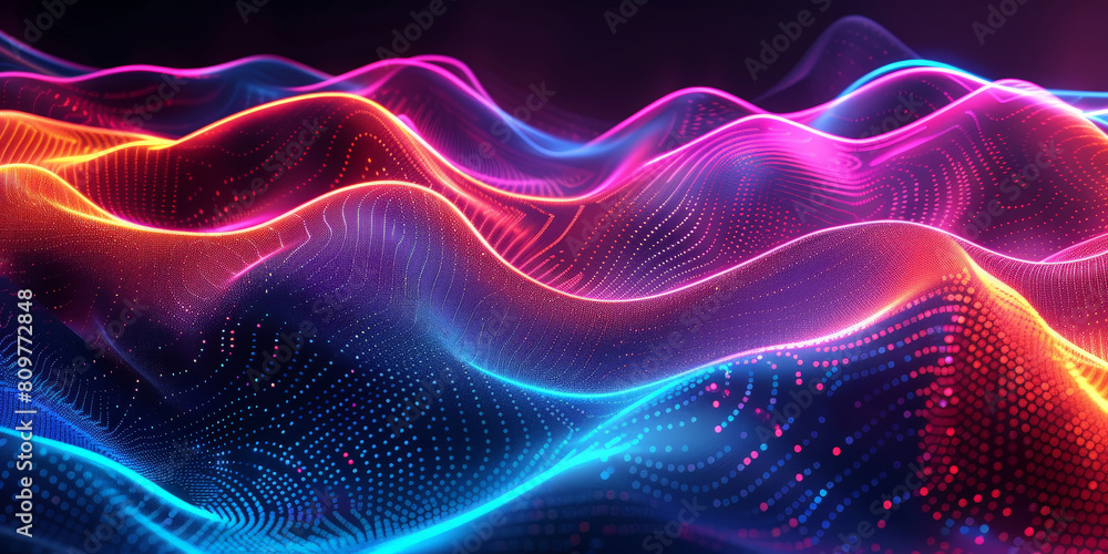 Poster 3d abstract dots representing digital binary data. concept for big data, deep machine learning, arti