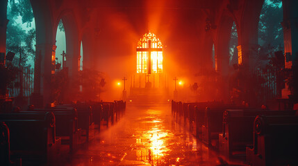 crucifixion glowing evening sun background