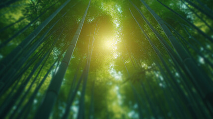 Trees and leaves in the bamboo forest of tranquility