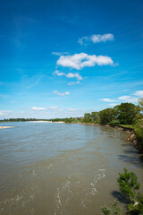 Po river shores, taken from the Gerola bridge (Italy, Lombardy Region). It's the longest river in Italy and flow from Alps (Torino Province) to Adriatic Sea (Veneto Region), for about 650 Km.