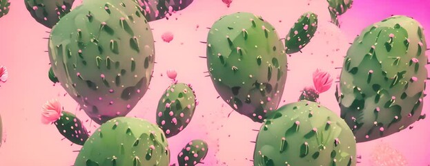 Cactus pattern. vector simple illustration 4K Video