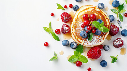 Delicious cottage cheese pancakes with berries 