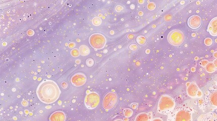   A close-up photo of a purple and yellow background with numerous bubbles on the top