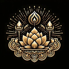 Obraz premium AI Generate of Luxury Premium Symbol Vector of Vesak Day with Lantern, Candle Light, Lotus