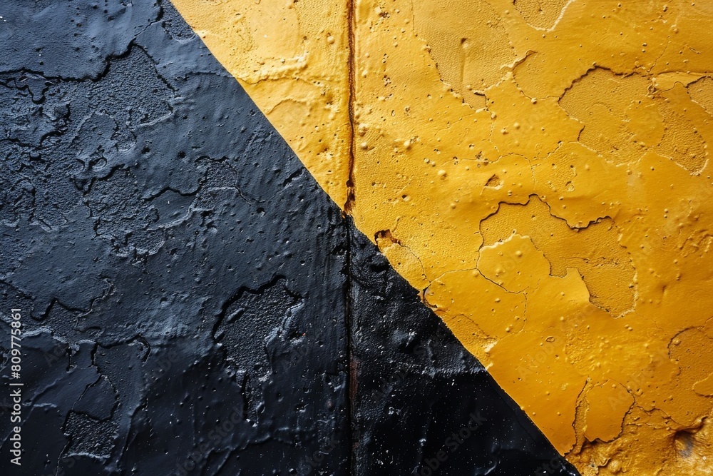 Poster a diagonal cut separates the weathered yellow and stark black textures representing duality and cont