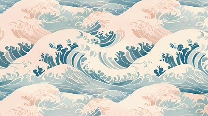 Undulating waves in an artistic sea illustration