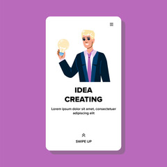 brainstorming idea creating vector. creativity imagination, concept inspiration, solution vision brainstorming idea creating web flat cartoon illustration