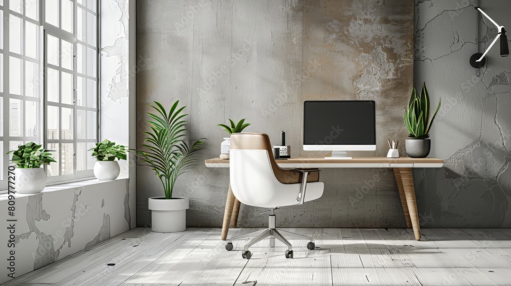 Poster contemporary workspace with ample copy space for text