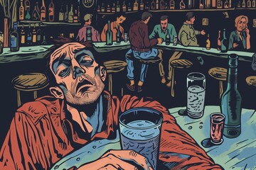 illustration of man and alcohol