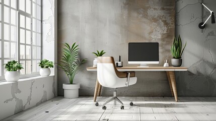 Contemporary workspace with ample copy space for text