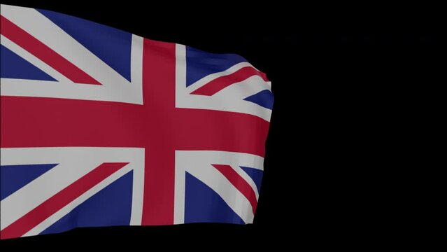 United Kingdom 3d flag waving in wind, seamless loop animation UK flag 4K