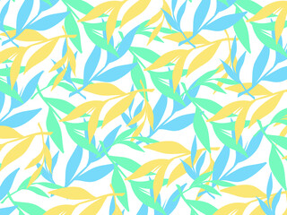 Leaf Wallpaper, Nature leaves pattern design, Outline design for fabric, print, cover, banner and invitation, illustration horizontal, summer vibes