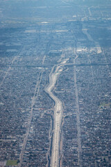 Aerial of Interstate 110 Harbor Freeway, Los Angeles, California, USA