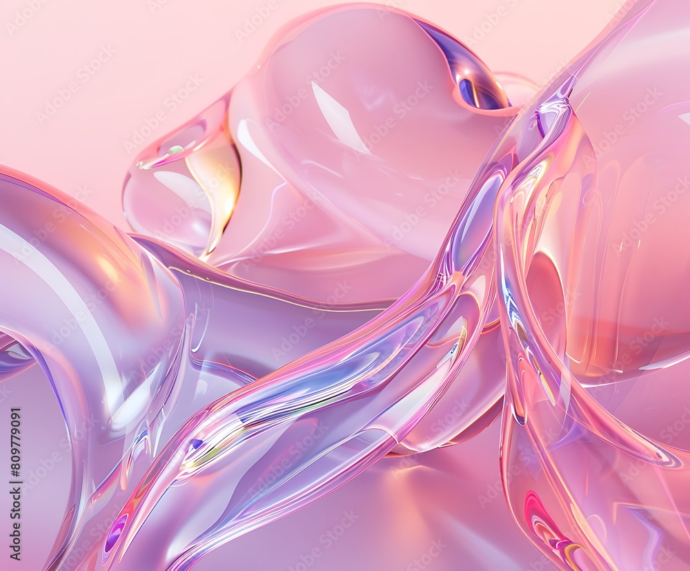 Aufkleber 3d rendering of abstract wavy metallic background with some smooth lines in it