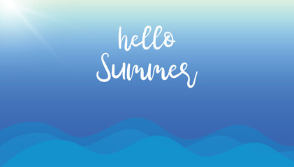 Hello Summer banner. Season vocation, weekend, holiday. Summer Time Wallpaper. Happy summer Day. Summer vector.