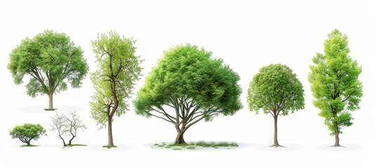 Fototapeta premium Green tree isolated on white background set