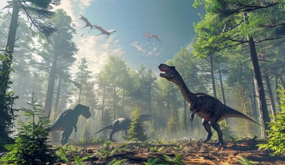 dinosaurs view landscape animal extinct