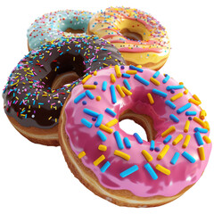 Bright colored donuts, on a transparent background