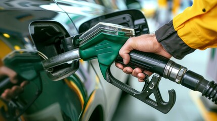 A man is filling up his car with gas
