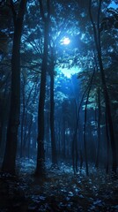 Ethereal forests glowing in the moonlight