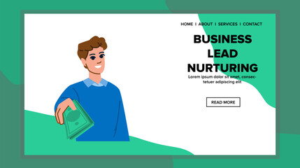 content business lead nurturing vector. engagement conversion, relationship marketing, sales pipeline content business lead nurturing web flat cartoon illustration