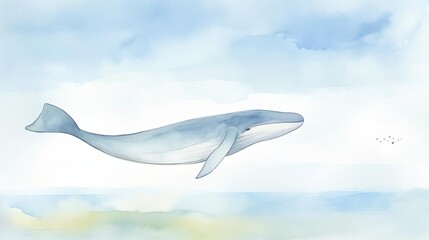 Obraz premium blue whale breaching off the coast