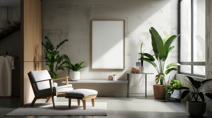 Fototapeta premium Eye-catching poster showcasing minimalist interior decor arrangements for contemporary homes