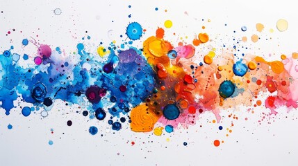 A beautiful arrangement of colorful paint splashes forming an elegant hexagon