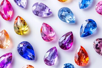 gemstones diamonds emeralds rubies isolated on white background set