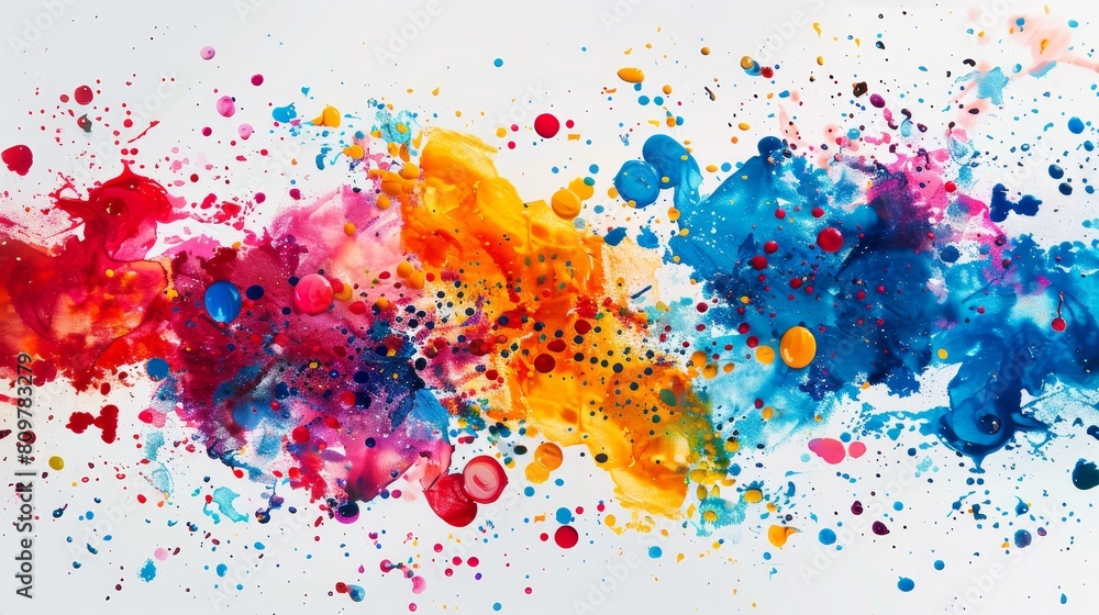 Poster a dynamic composition of paint splashes arranged in a refined square outline