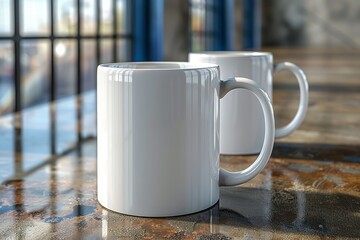 White two coffee mug mockup, couple mugs, valentines themed