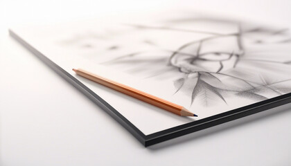 pencil and drawing pad, isolated white background
