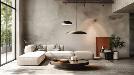 Interior decor featuring minimalist lighting fixtures and decor accents