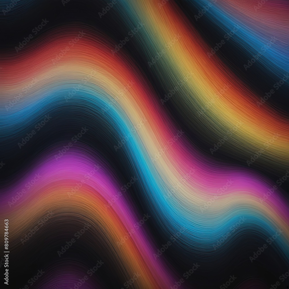 Wall mural abstract colorful wave on a black background. generative ai